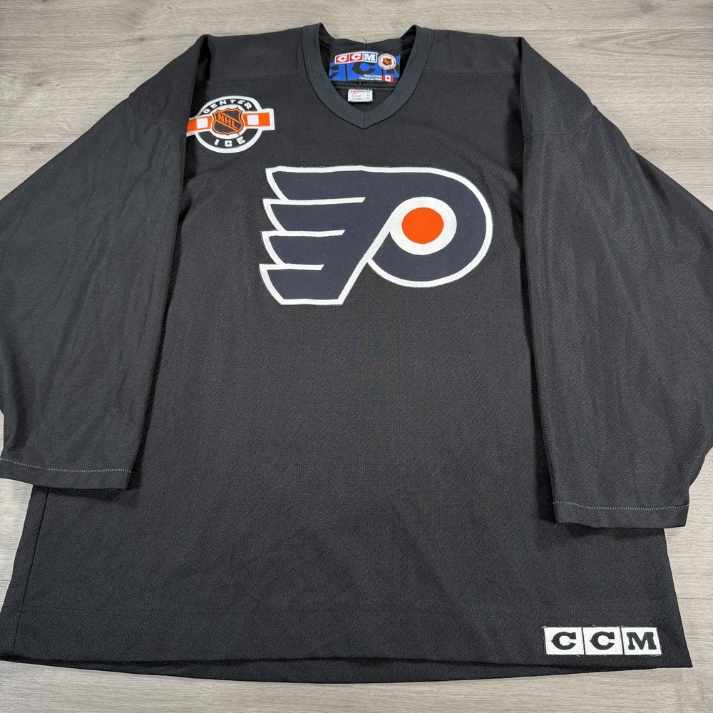 Vintage Philadelphia Flyers Jersey Mens XL Black NHL Hockey CCM Air Knit 90s